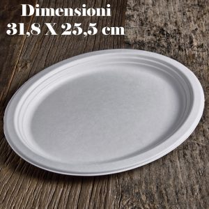 PIATTO OVALE GRANDE POLPA DI CELLULOSA x 50 Pz. COD.P030 [USOBIO270]