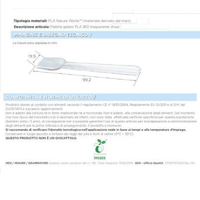PALETTA GELATO 10CM PLA TRASP.BIO SFUSE x 500 Pz.ART.143317 [SDG420]