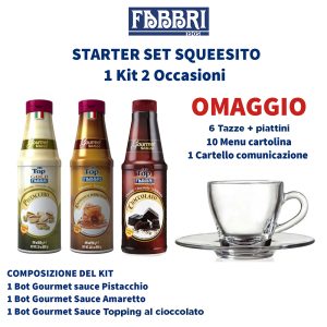 STARTER SET SQEESITO 3 TOPPING +6 TAZZE+10 MENU+1 CARTELLO (2COLLI) [FABBRI710]