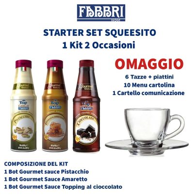 STARTER SET SQEESITO 3 TOPPING +6 TAZZE+10 MENU+1 CARTELLO (2COLLI) [FABBRI710]