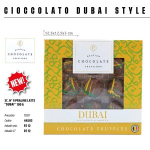 SCATOLA PRALINE LATTE "PERLE DI DUBAI" Gr.100 V.12,00 ART. 44503 [ROSSINIS408]
