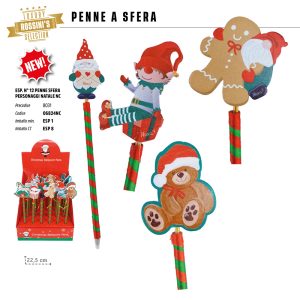 PENNE SFERA PERSONAGGI NATALE EXPO x 12 Pz. V.2,00 ART.544760 [ROSSINIS605]