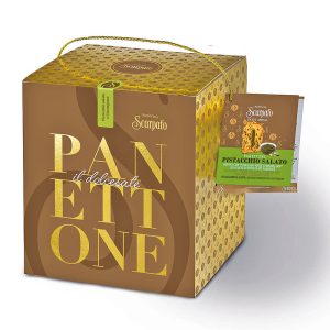 PANETTONE AL PISTACCHIO SALATO E GOCCE CIOCC. FONDENTE Kg.1 [SCARPA13220]