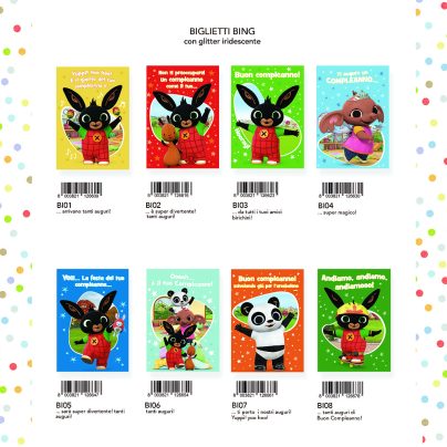 BIGLIETTI COMPLEANNO BING x 12 Pz. ART.ABI01 [MARPIMAR155]