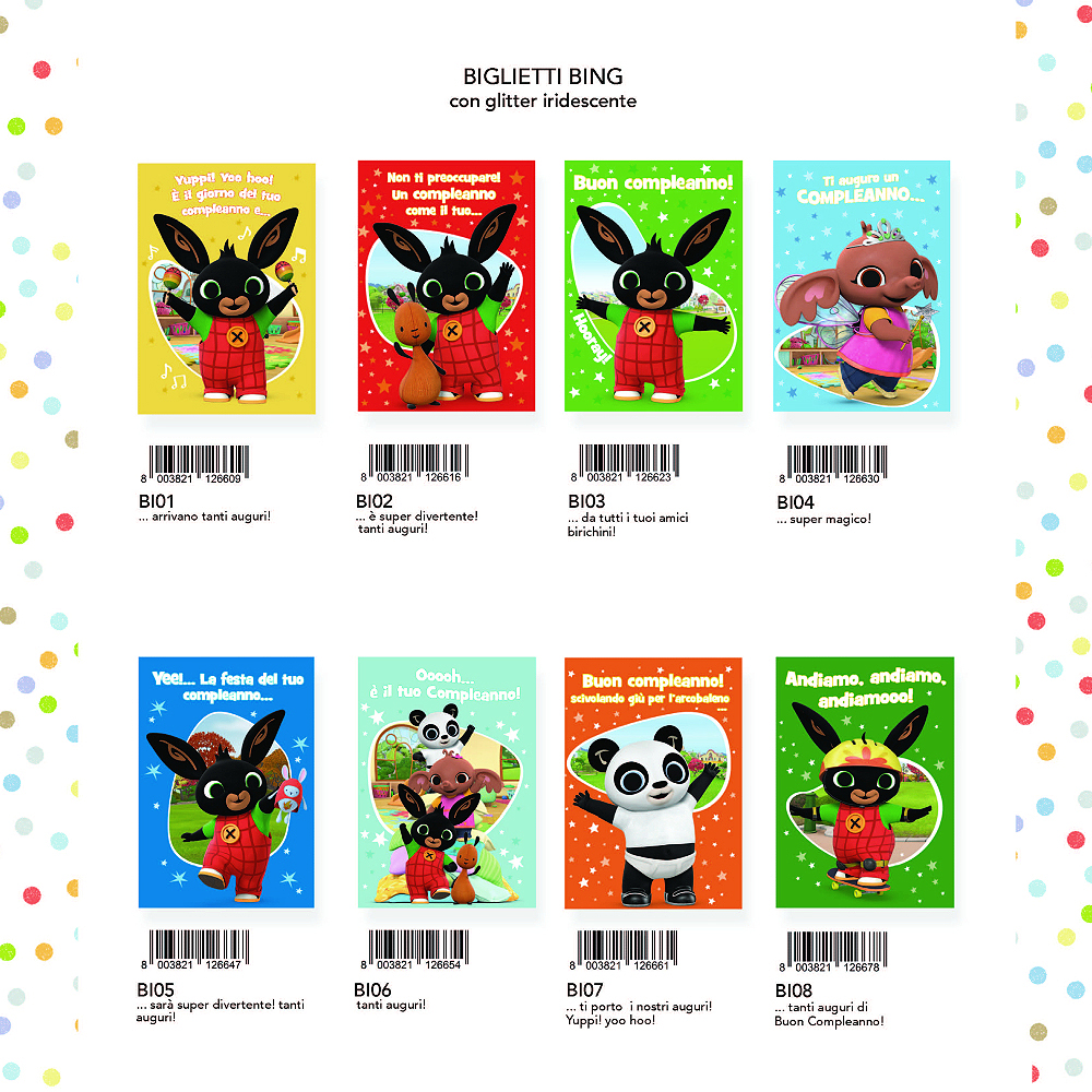 BIGLIETTI COMPLEANNO BING x 12 Pz. ART.ABI01 [MARPIMAR155]