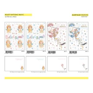 BIGLIETTI BATTESIMO FOIL ORO E RILIEVO x 12 Pz. ART.ASRC03 [MARPIMAR210]