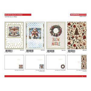 BIGLIETTI BUON NATALE FOIL ORO + RILIEVO x 12 Pz. ART.ABNCE09 [MARPIMAR266]