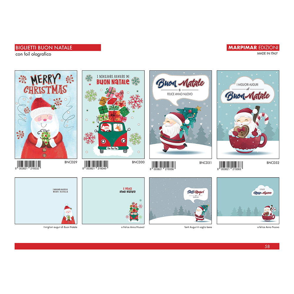 BIGLIETTI BUON NATALE FOIL OLOGRAFICO x 12 Pz. ART.ABNCD08 [MARPIMAR269]