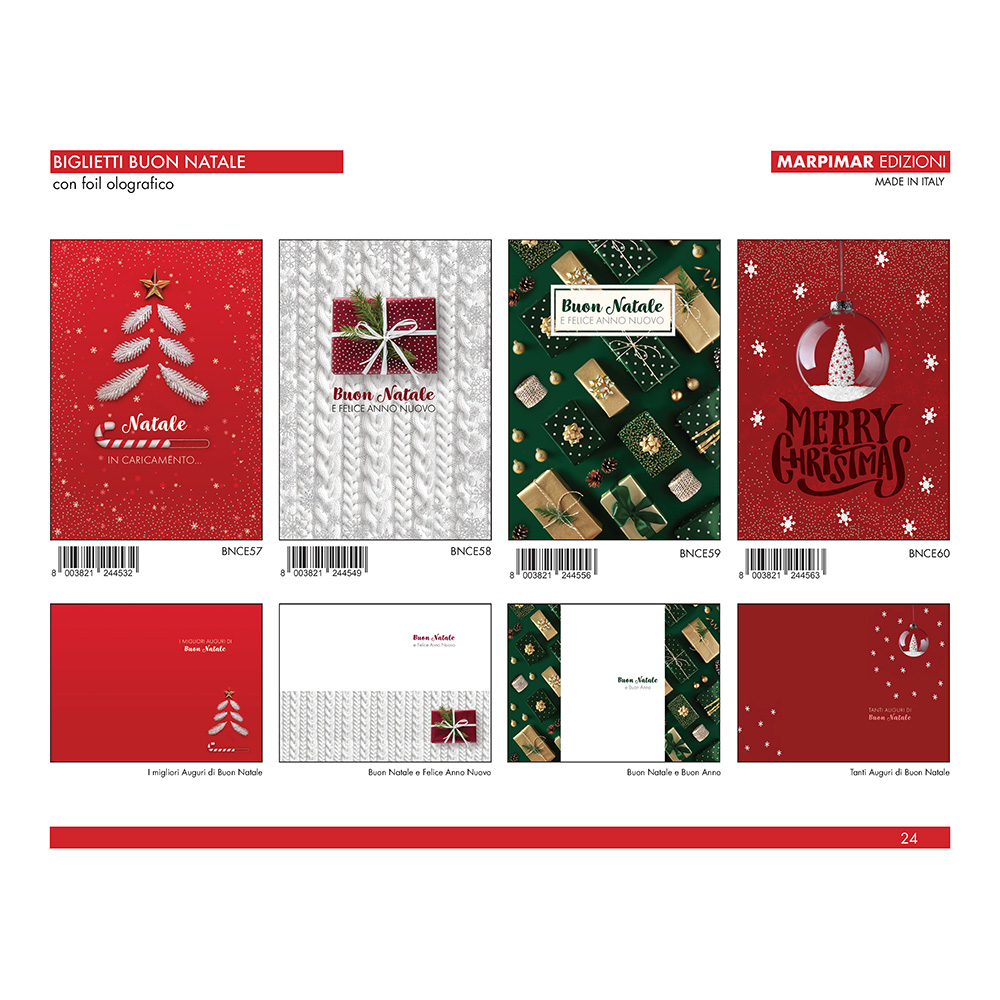 BIGLIETTI BUON NATALE FOIL OLOGRAFICO x 12 Pz. ART.ABNCE15 [MARPIMAR270]