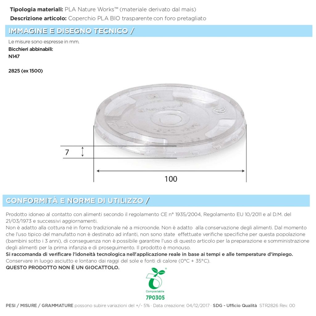 COPERCHIO PLA TAGLIOCROCE x 50 Pz.ART.2826 [SDG124]