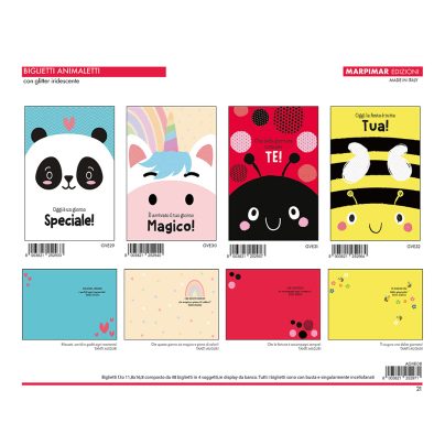 BIGLIETTI COMPLEANNO GLITTER IRIDESCIENTE x 12 Pz. ART.AGVE08 [MARPIMAR104]