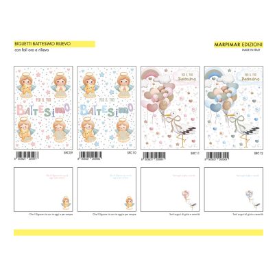 BIGLIETTI BATTESIMO FOIL ORO E RILIEVO x 12 Pz. ART.ASRC03 [MARPIMAR210]