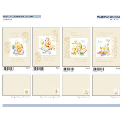 BIGLIETTI COMUNIONE/CRESIMA FOIL ARGENTO x 12 Pz. ART.ASRA17 [MARPIMAR250]