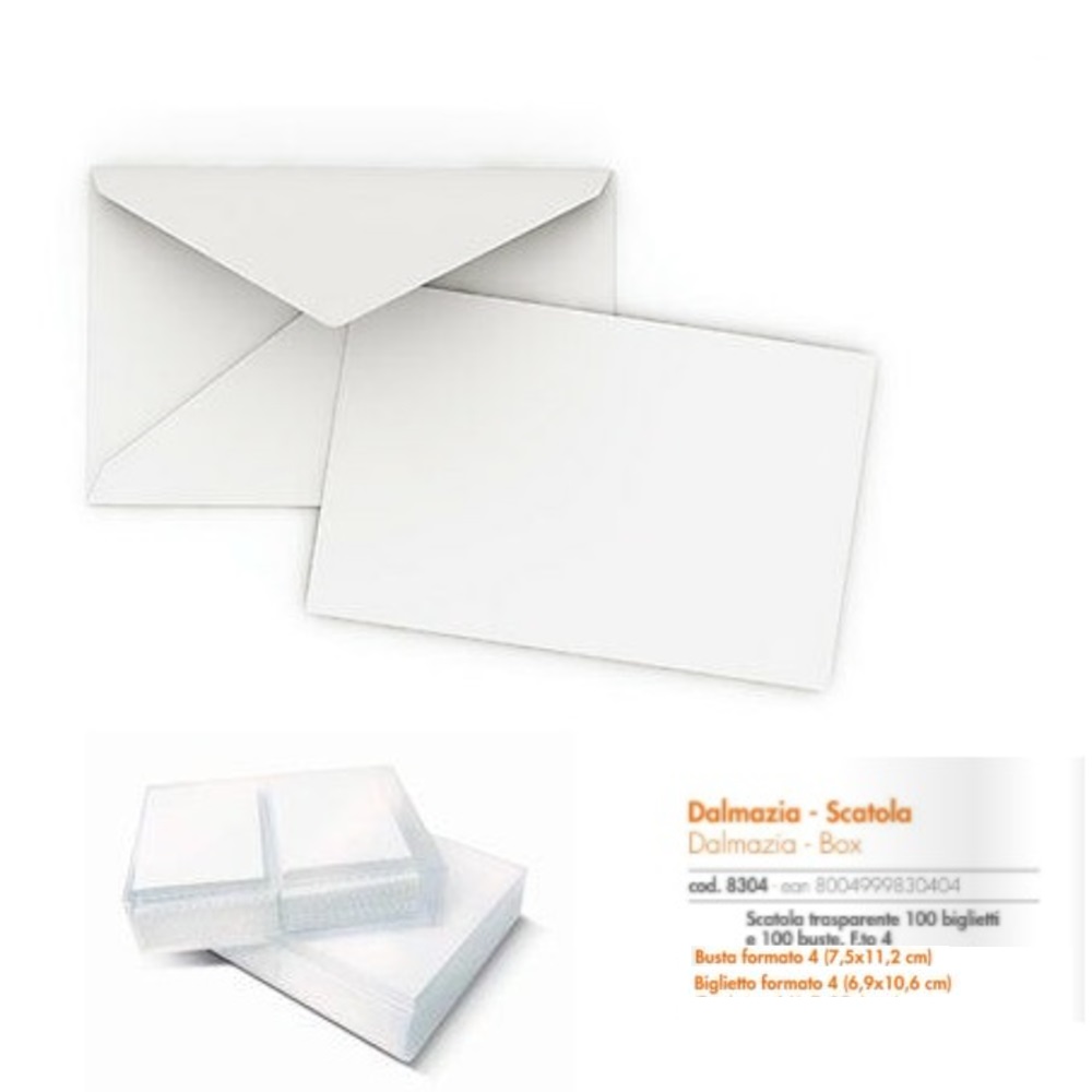 BIGLIETTI BIANCHI+BUSTE (cm6,9x10,6) x 100 Pz. ART.8304 [BRAVO150]