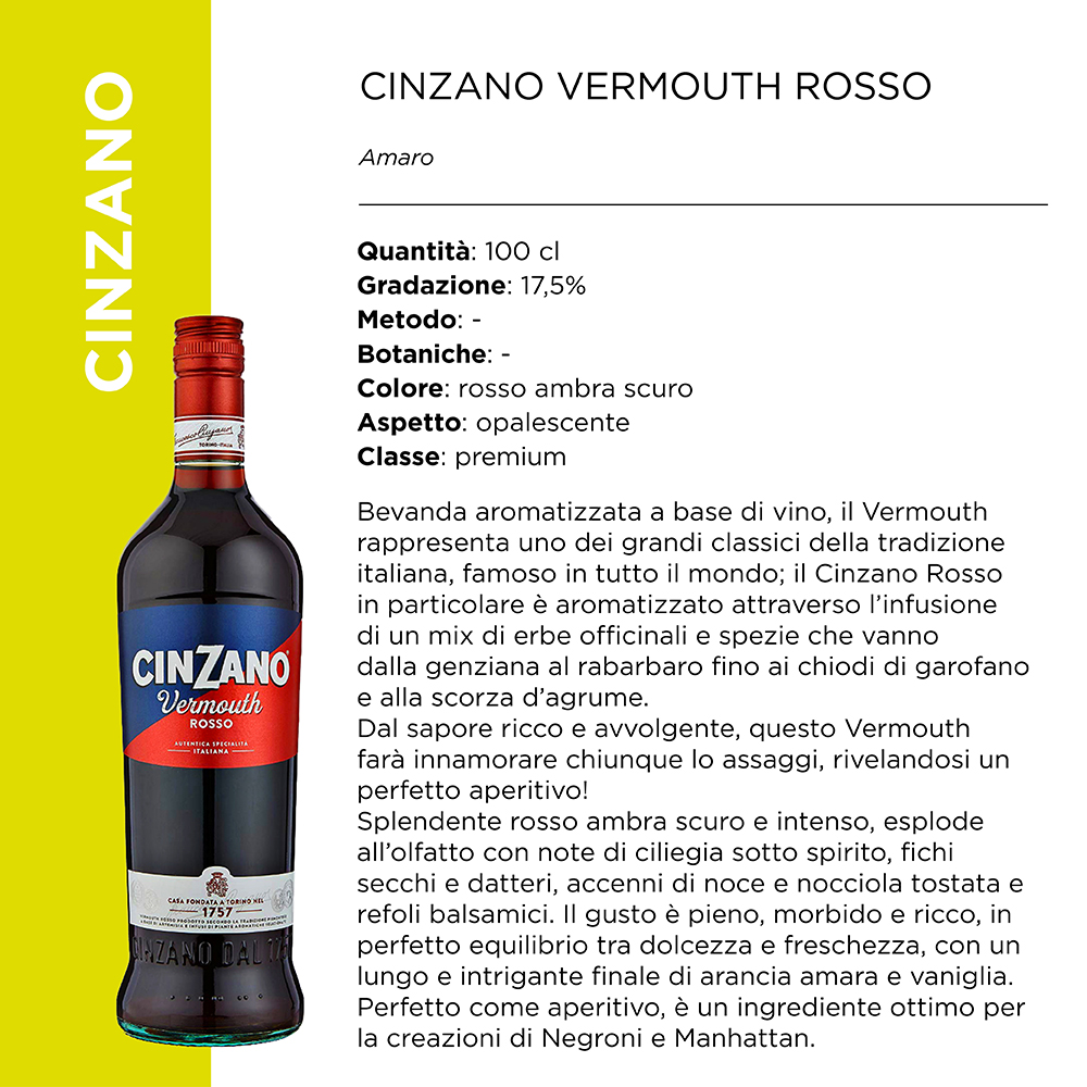 CINZANO VERMOUTH ROSSO Lt.1 x 1 Pz. [CAMPARI115]