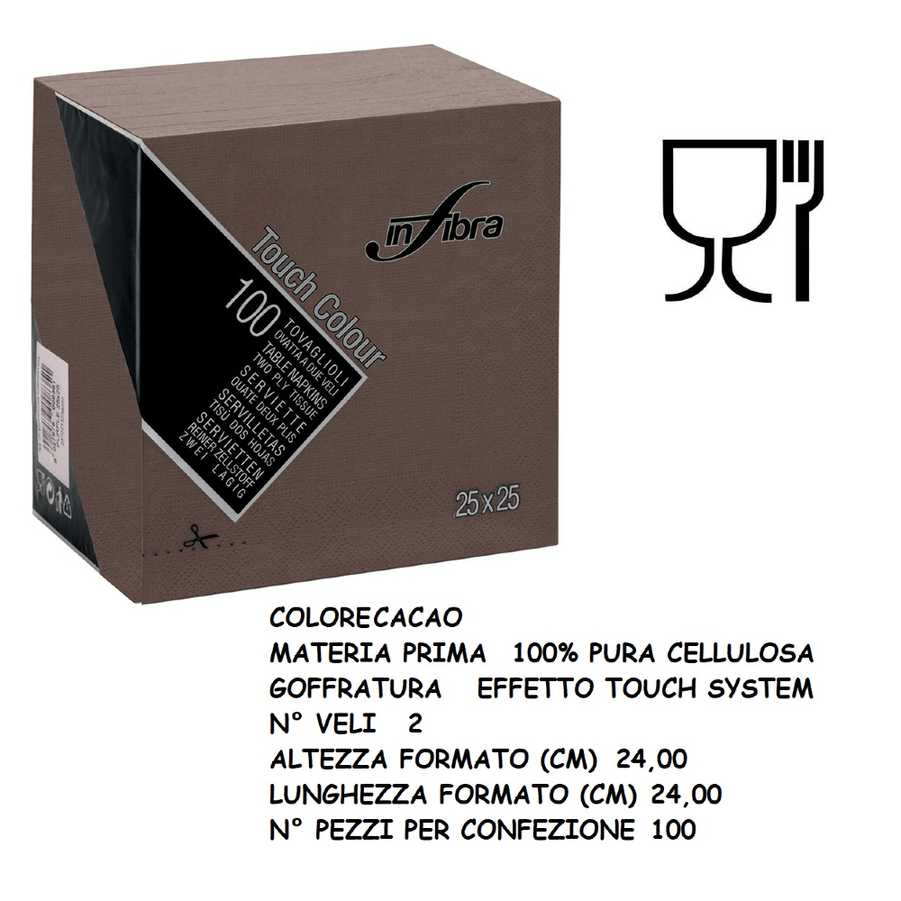 TOVAGLIOLI COCKTAIL 2V CACAO cm25x25 100 x 30 Pz.ART.I-0492 [CELTEX505]