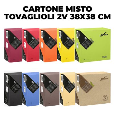 TOVAGLIOLI IN FIBRA 2V CARTONE MISTO cm38x38 40 x 36 Pz.ART.I-0462 [CELTEX556]