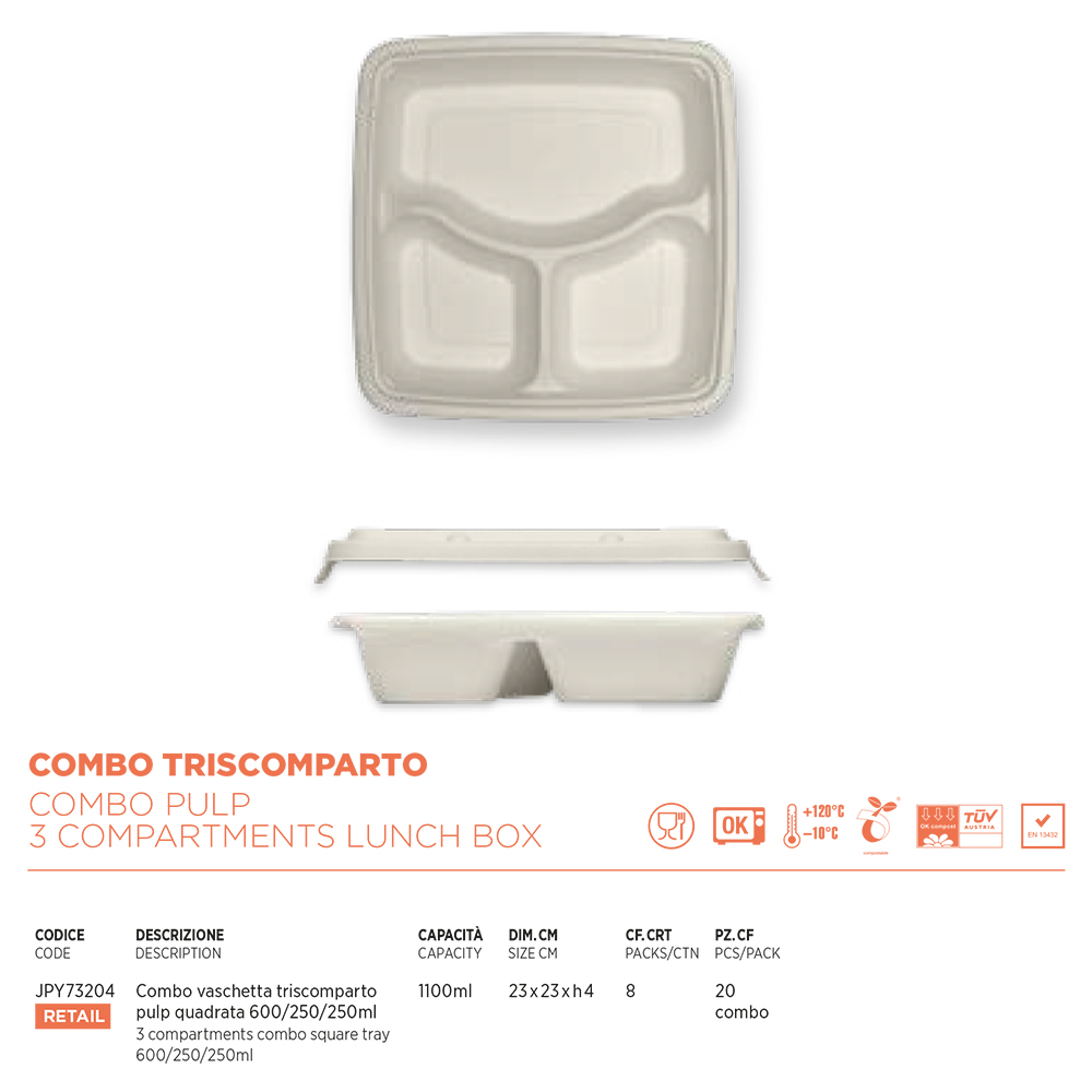 CONTENITORE 3 SCOMPARTI+COPERCHIO x 20 Pz.ART.JPY73204 [DAMPE136]