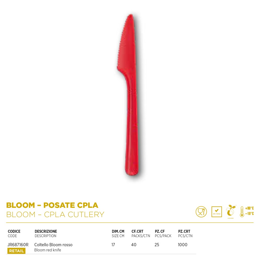 COLTELLO ROSSO BLOOM CPLA x 25 Pz.JR687160R [DAMPE320]