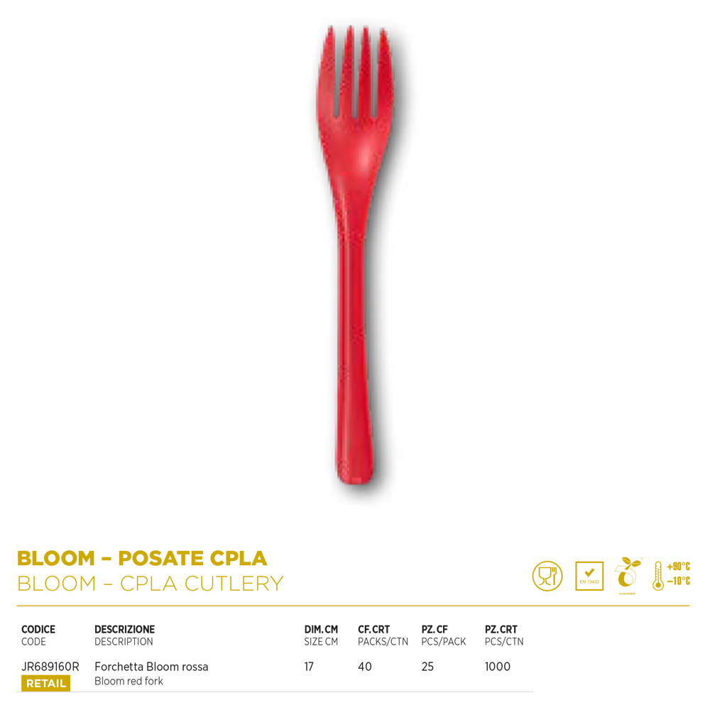 FORCHETTA ROSSO BLOOM CPLA x 25 Pz.JR689160R [DAMPE325]