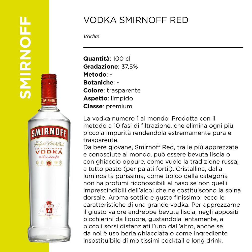 VODKA SMIRNOFF RED 37,5? x CL.100 [DIAGEO150]