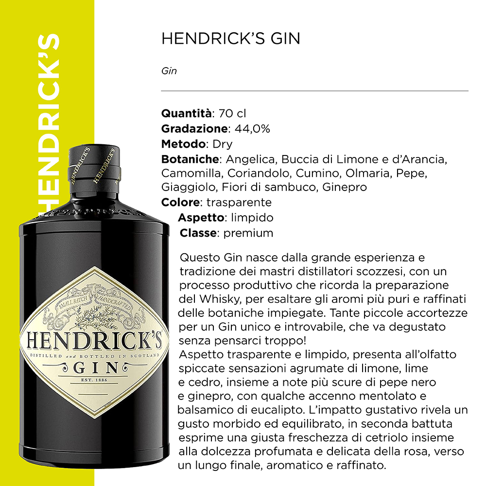 HENDRICK'S GIN 44% x 70 Cl. [HENDRICKS100]