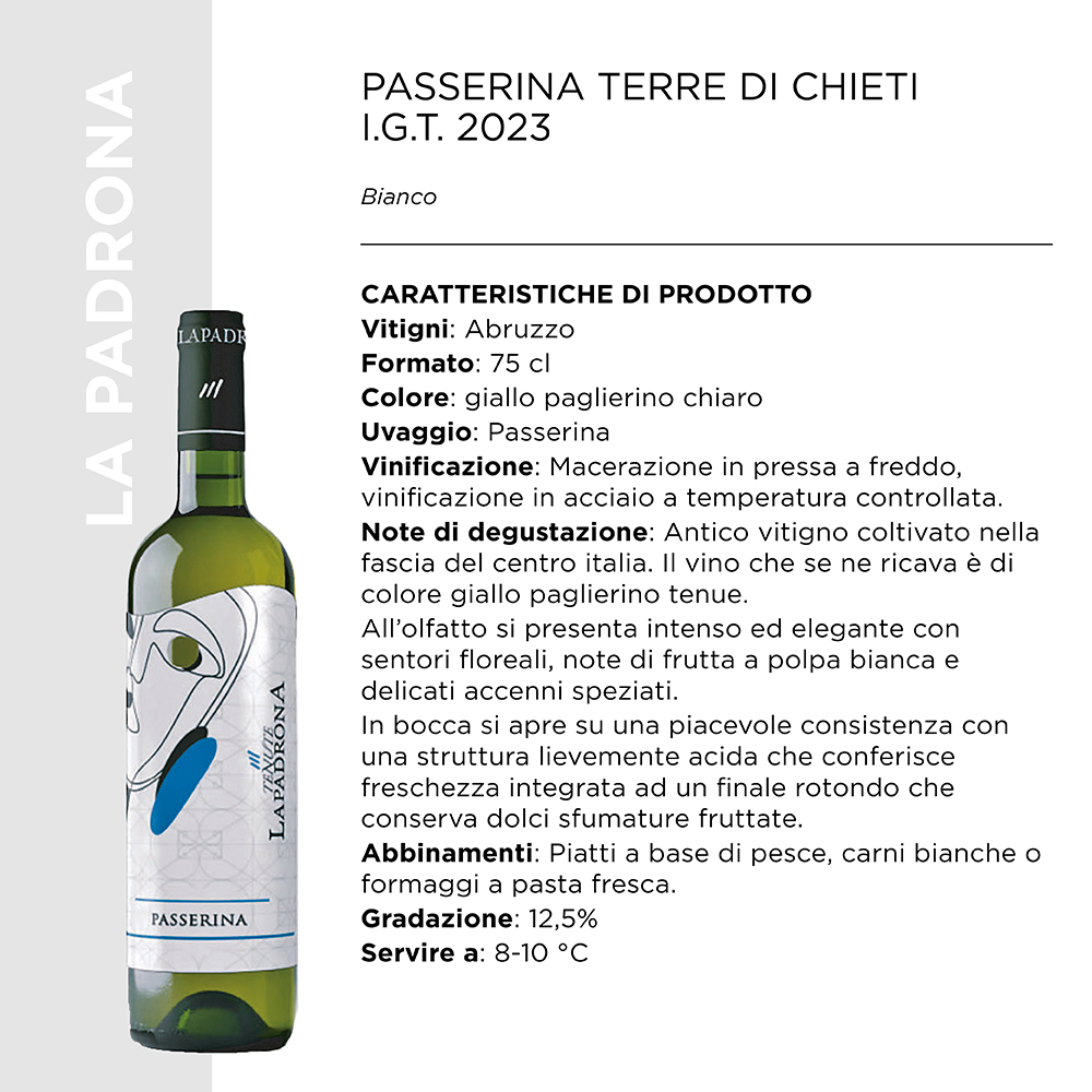PASSERINA TERRE DI CHIETI I.G.T.2023 CL.75 x 6 PZ. [LAPADRONA105]