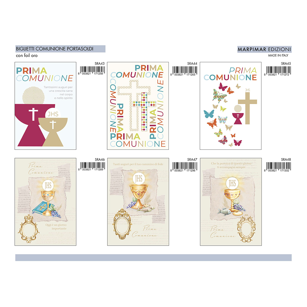 BIGLIETTI COMUNIONE PORTASOLDI x 12 Pz. ART.ASRA11/12 [MARPIMAR264]