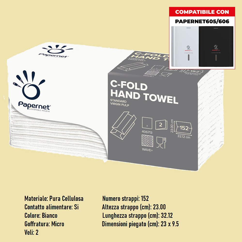 ASCIUGAMANI PIEGATO A "C" 2VELI (cm 23x32) Pz.152 x 20 ART.400790 [PAPERNET106]