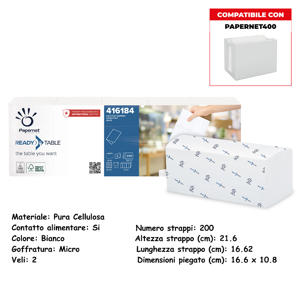 TOVAGLIOLI 2V INTERFOGLIATI (cm21,6x16,62) 200x5 Pz.ART.416184 [PAPERNET118]