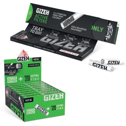 GIZEH CARTINA EXTRA FINE BLACK KS SLIM + FILTRI ACTIVE x 16Pz.(COMPRESA ACCISA €2,88) [GIZEH140]