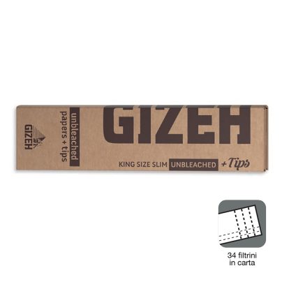 GIZEH CARTINE UNBLEACHED KS SLIM + FILTRI TIPS x 26 Pz.(COMPRESA ACCISA €6,36) [GIZEH150]