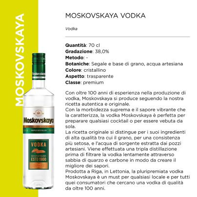 MOSKOVSKAYA VODKA 38% x 70 Cl. [HENDRICKS115]