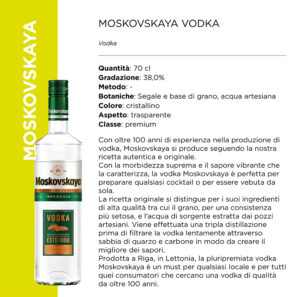 MOSKOVSKAYA VODKA 38% x 70 Cl. [HENDRICKS115]