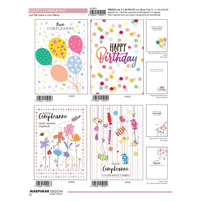 BIGLIETTI COMPLEANNO FOIL RAME + RILIEVO x 12 Pz. ART.AGVE01/12 [MARPIMAR105]