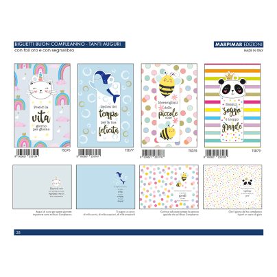 BIGLIETTI SPEC. COMPLEANNO + SEGNALIBRO x 12 Pz. ART.ATSD33/12 [MARPIMAR118]