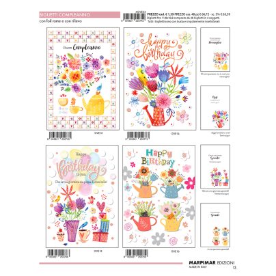BIGLIETTI COMPLEANNO C/FOIL RAME+RILIEVO x 12 Pz. ART.AGVE04/12 [MARPIMAR120]