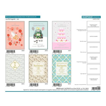 BIGLIETTI MATRIMONIO P/SOLDI x 12 Pz. ART.ASRE23/12 [MARPIMAR194]