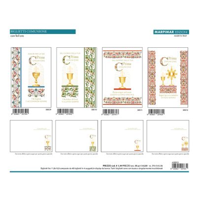 BIGLIETTI COMUNIONE FOIL ORO x 12 Pz. ART.ASRE03/12 [MARPIMAR226]