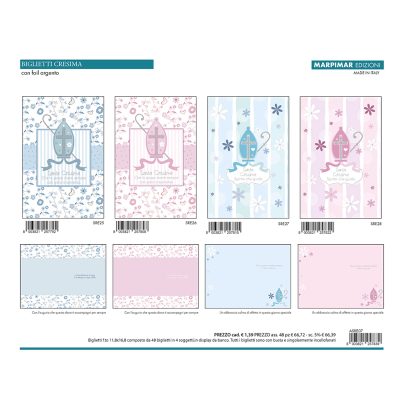 BIGLIETTI CRESIMA C/FOIL ARGENTO x 12 Pz. ART.ASRE07/12 [MARPIMAR264]