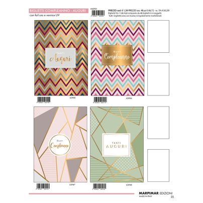 BIGLIETTI COMPLEANNO C/FOIL ORO+VERNICE UV x 12Pz.ART.ALOF21/12 [MARPIMAR506]
