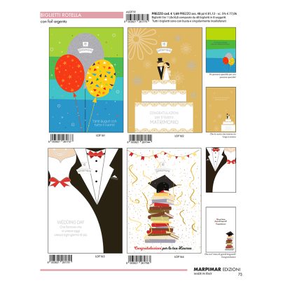 BIGLIETTI ROTELLA C/FOIL ORO x 12 Pz. ART.ALOF19/12 [MARPIMAR511]