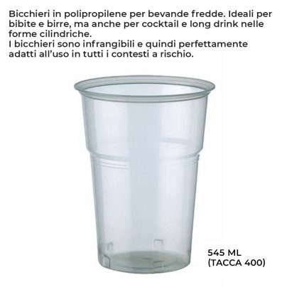 BICCHIERE PLASTICA TRASP. 545 ML (TACCA 400ML) x50 Pz. ART.6627580 [BIBO310]